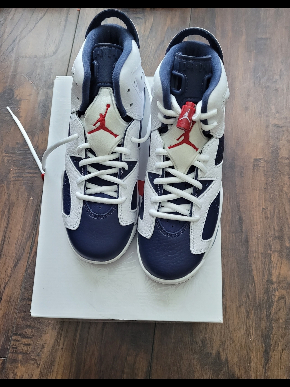 Nike Air Jordan Kids' Basketball Shoes - White/Navy with Red Accent